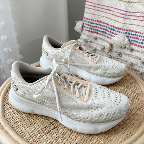 Brooks Shoes - Brooks Glycerin 20 White Grey Peach Road-Running Sneakers Women’s Size 11.5